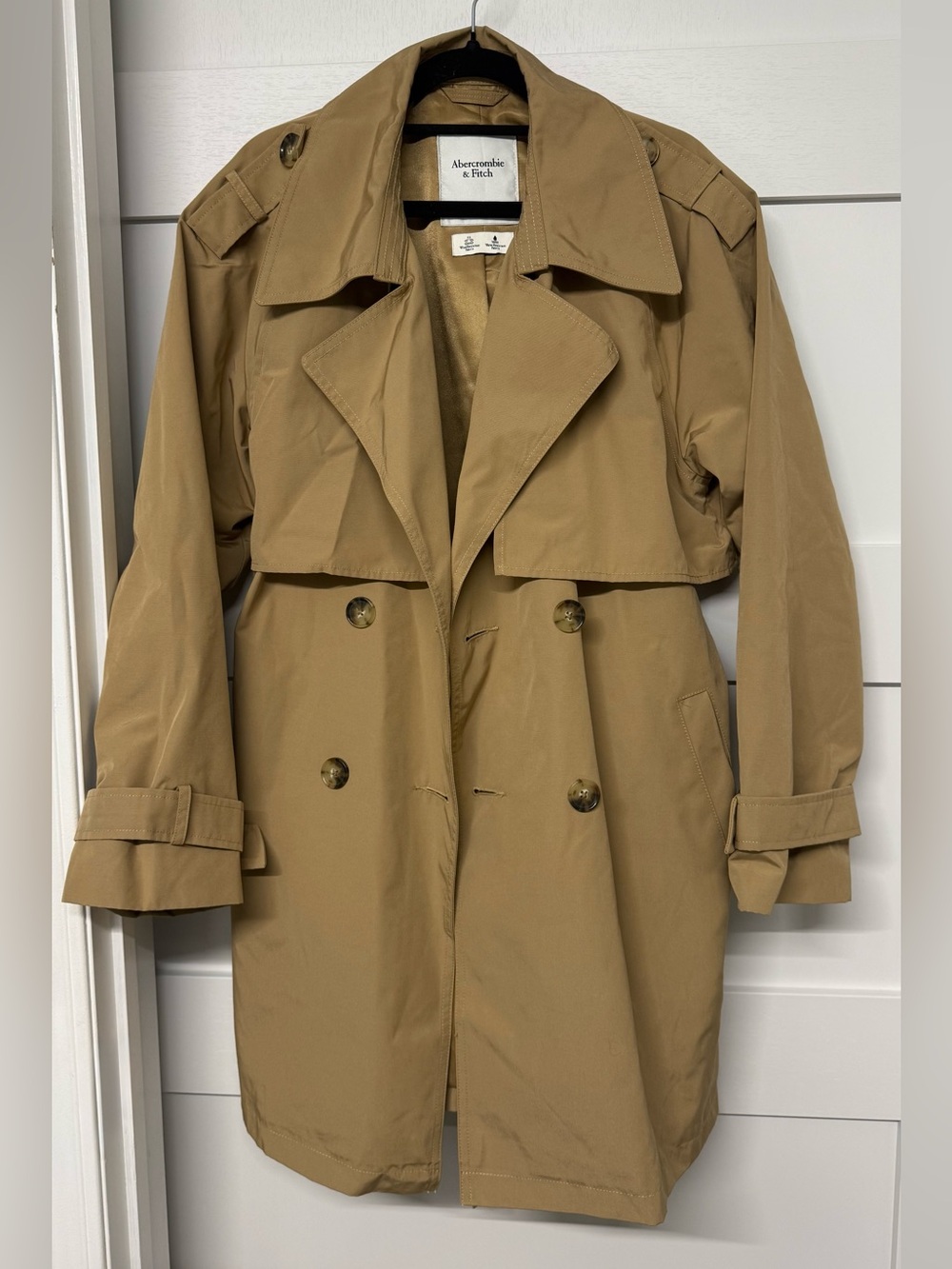 Abercrombie & Fitch Tan Double-Breasted Trench Coat